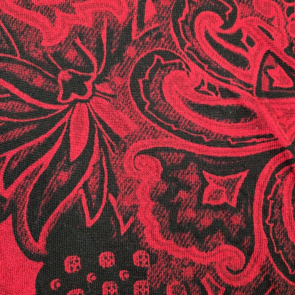 Chico's Red Black Floral Paisley Mock Neck Back Zip Lightweight Sweater Boho - Picture 5 of 9